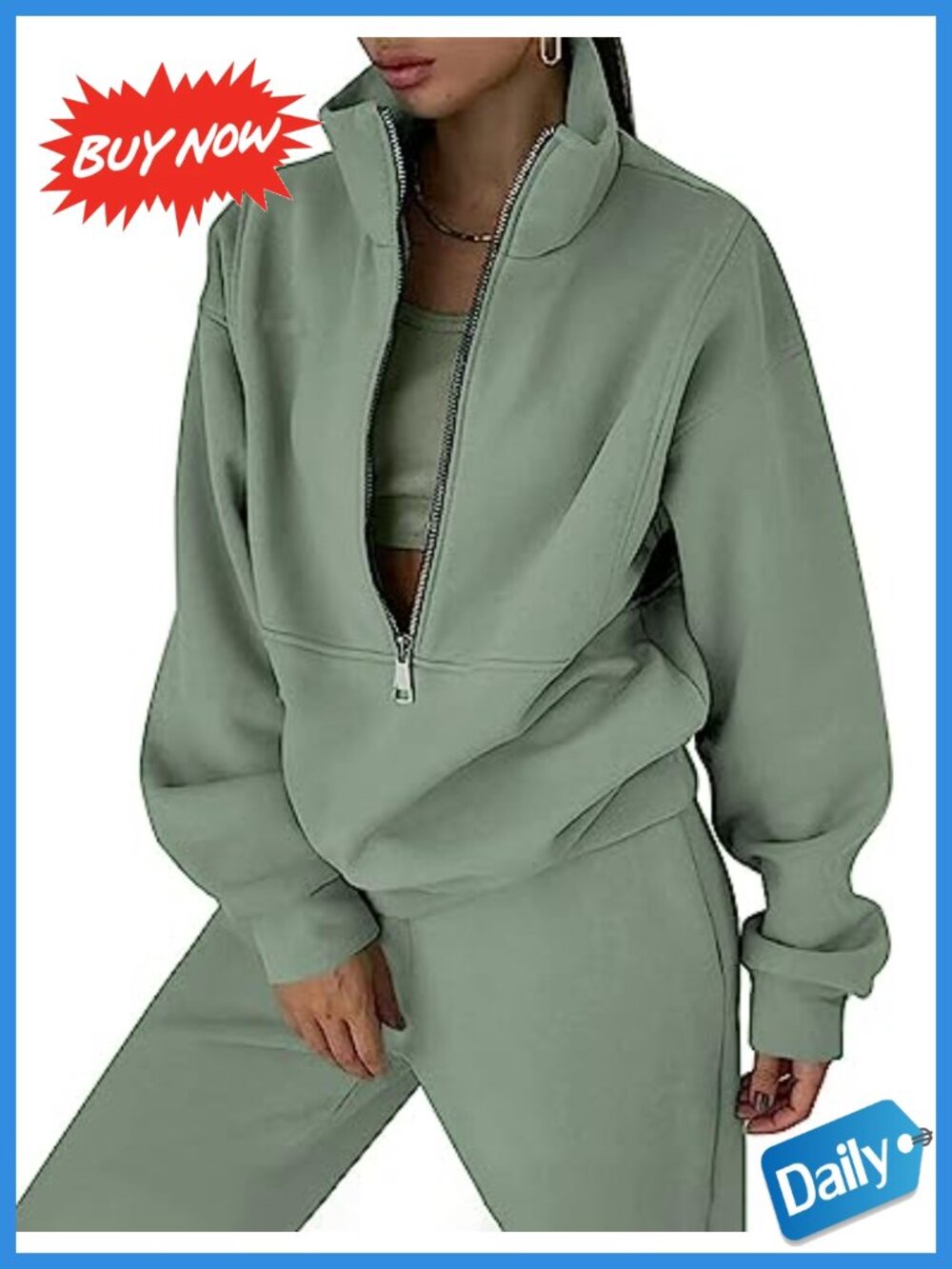 Women's 2 Piece Sweatsuit Set Half Zip Pullover Joggers Lounge